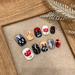 Cute Hand - Painted Cat Press - On Nails - CELESTI NAILS