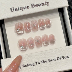 Elegant Blush Pink Butterfly Toe Press - On Nails - CELESTI NAILS