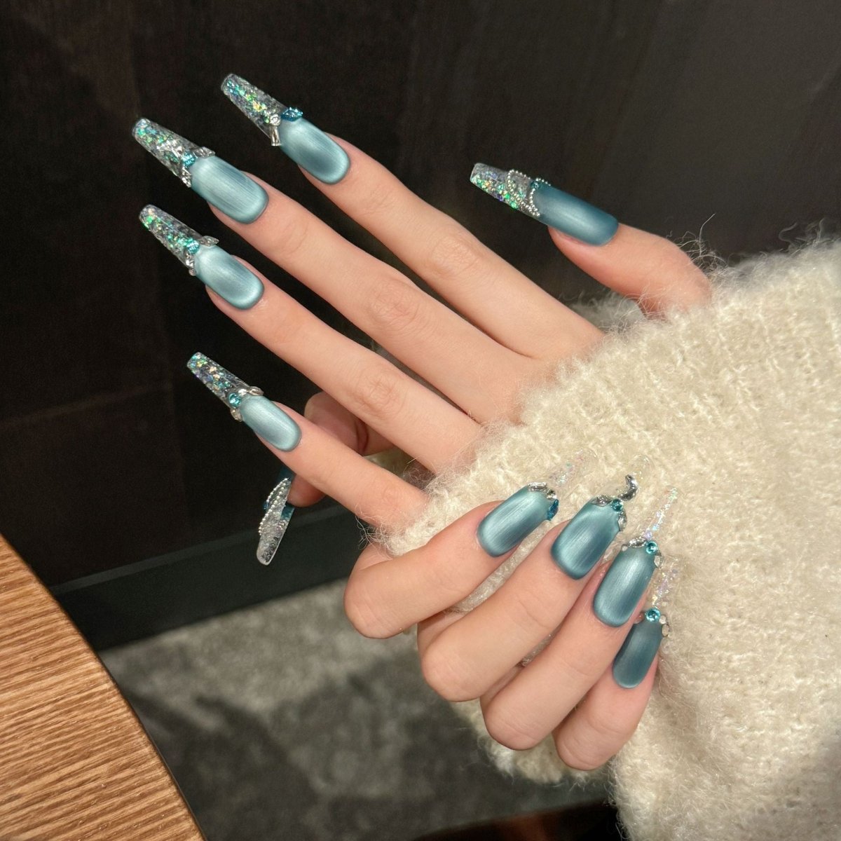 Ice Blue Moonlight Fantasy Press - On Nails - CELESTI NAILS